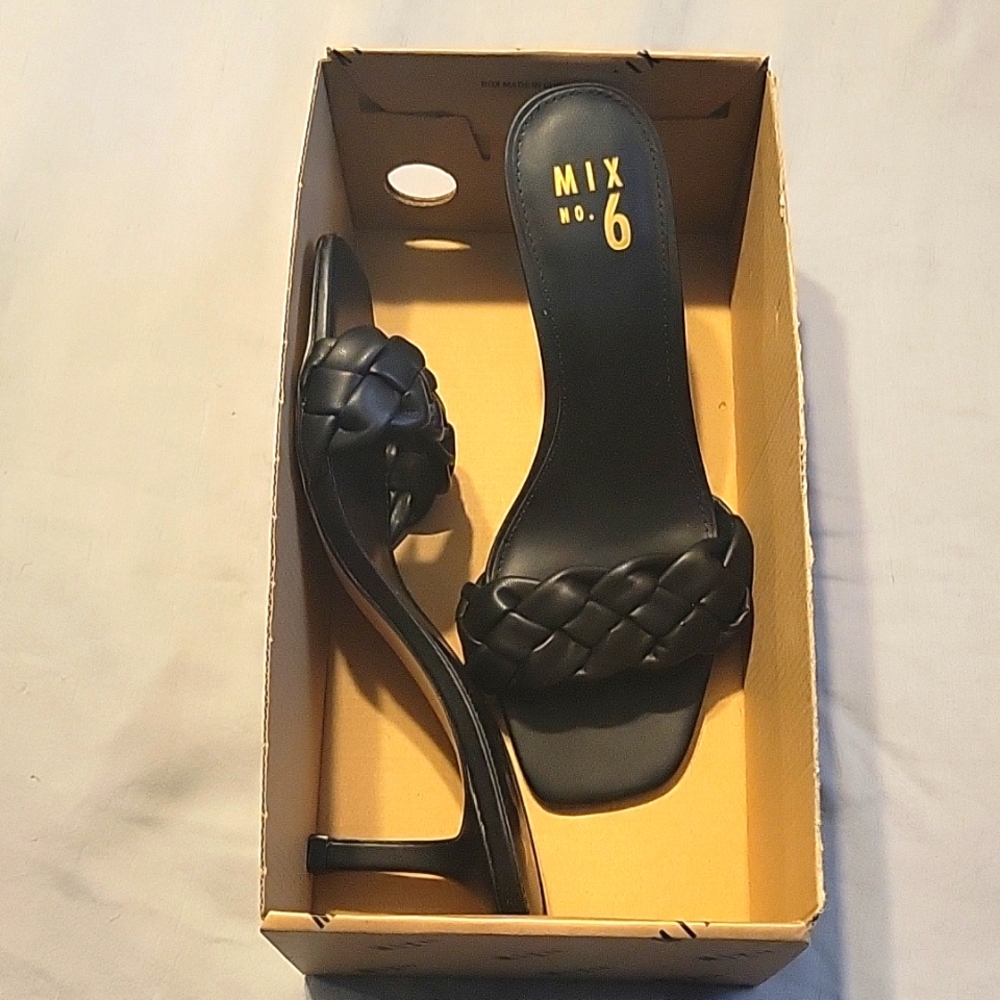 Black mix no. 6 slip on heels